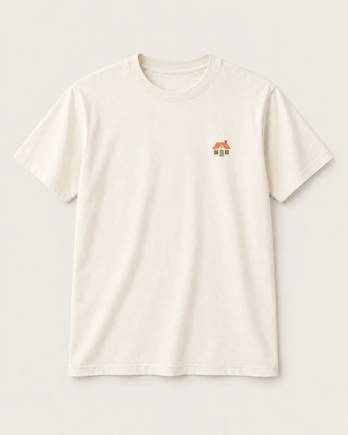 Mockup provisório: Camiseta Casinha, Creme quase branco