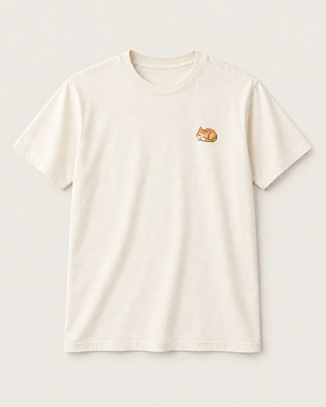 Mockup provisório: Camiseta Gatinho, Creme quase branco